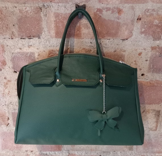 Bolso De Mano Verde Botella Precioso Bolso De Mano Hecho A Color