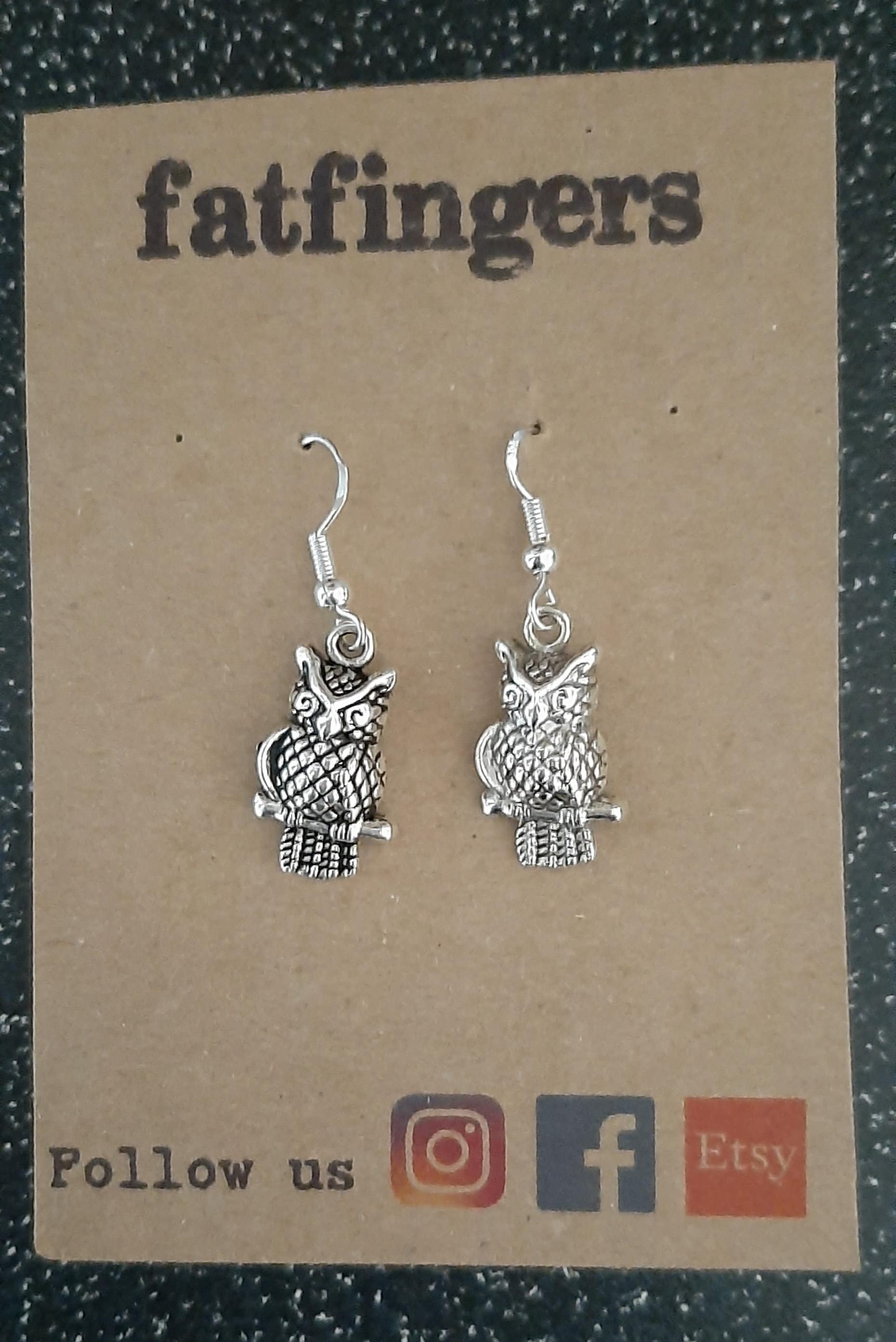 Earrings tibetan silver Owls