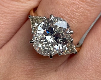 Reserved GIA Shy 5ct Estate Vintage Oval Diamond Engagement Wedding 18k YG Platinum Ring