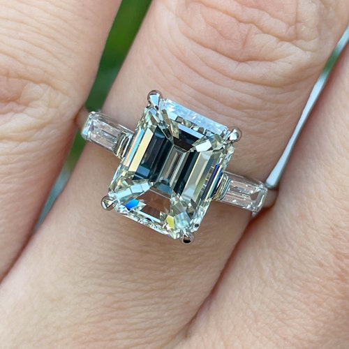 GIA 4.50ct Estate Vintage Emerald Cut Diamond Engagement - Etsy