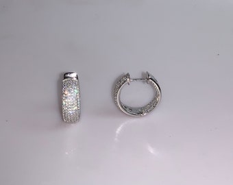 Inside Out  Sterling Silver and CZ 23mm Hoops