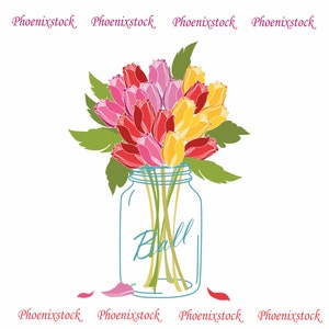 Wedding clip art / Mason Jar Bouquet / Digital Clip Art / Flower clip art / kransen bloem / bloem hart /