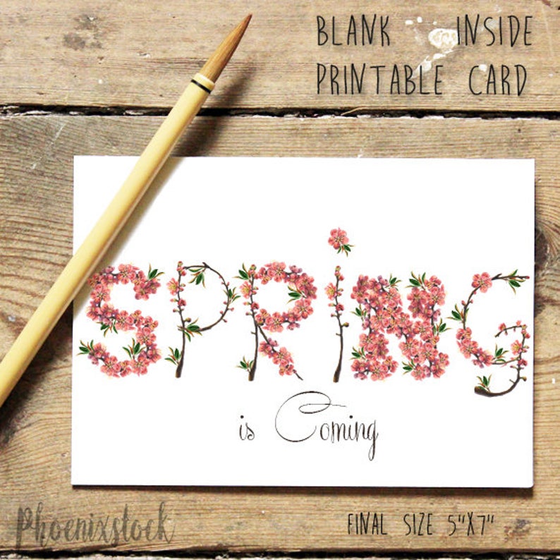 Spring Printable Card/wedding invitation /gift for girl/watercolor monogram/flower blossom card/floral design/Mother's day card 