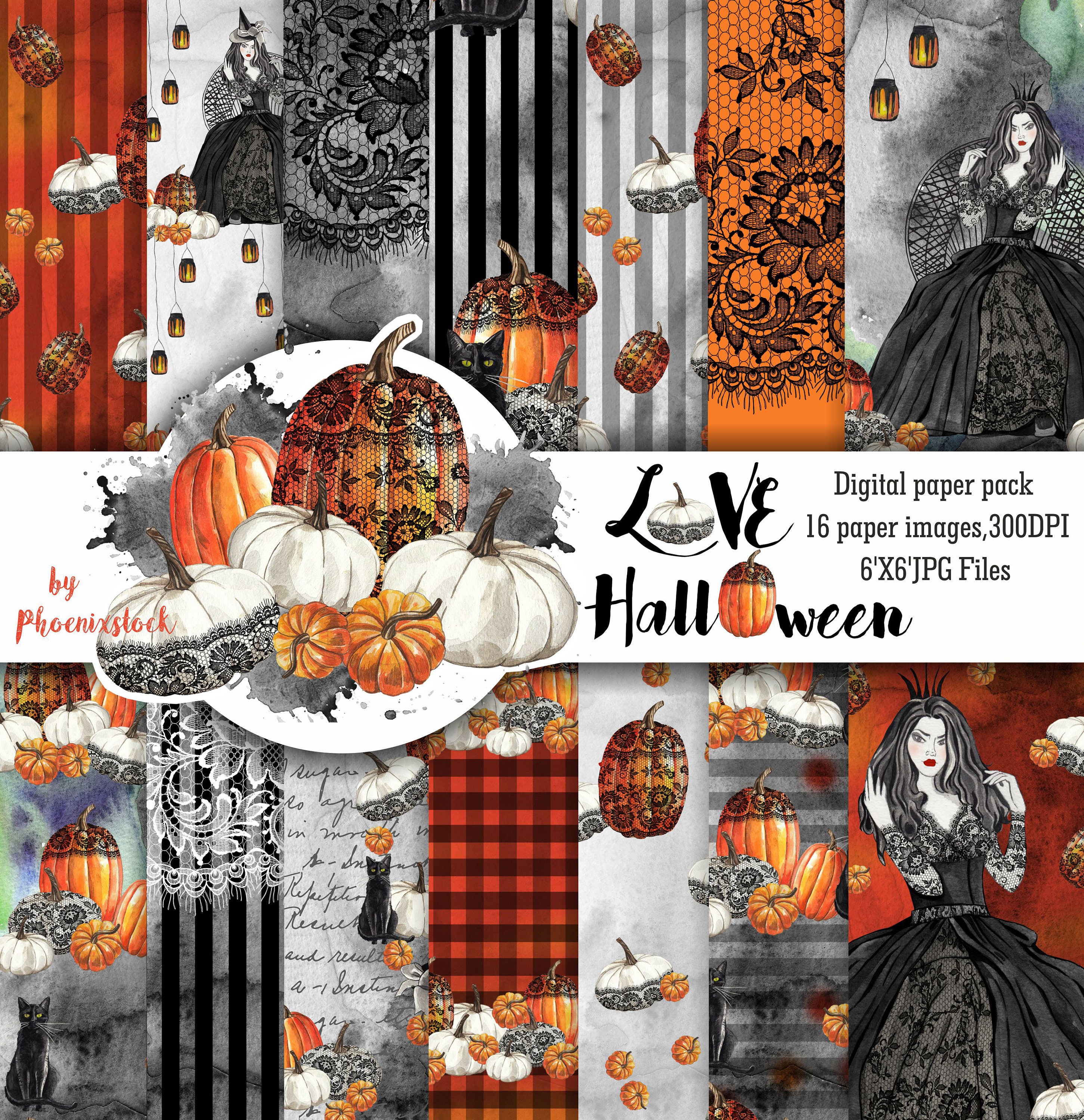 Download Halloween Paper Pack Halloween Digital Paper Pumpkin Digital Etsy