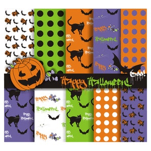Cyfrowy Notatnik Paper Pack for zaprasza, karty podejmowania, Digital Scrapbooking/Halloween clip art projekt zestaw/Black Cat/squash/Pumpkin/nietoperz/