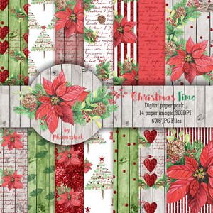 Christmas Paper Pack Watercolor Christmas wreath Christmas star digital paper Xmas Scrapbook  Watercolor christmas digital paper Xmas paper