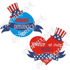 4 juillet drapeaux numérique Clip Art/USA clipart / Vintage style. bleu blanc rouge, templates, carte de fête de l'indépendance