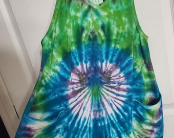 Tie Dye ladies Romper shorts Jumper onesie overall MED colorful dye summer beach lounge clothing cotton combination pockets soft material