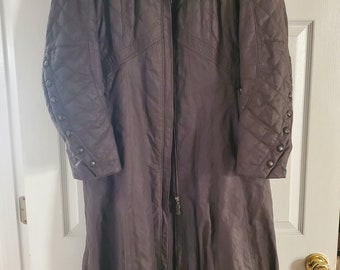 Vintage Rare Creenstone UK Winter Coat Trench Duster outback style WARM rainproof LONG quilted jacket Charcoal gray Tall women England co