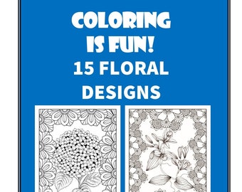 Coloring Pages - Hand-drawn floral colection Digital Coloring, Adult and Kids Coloring, Pages Printable, Coloring Book