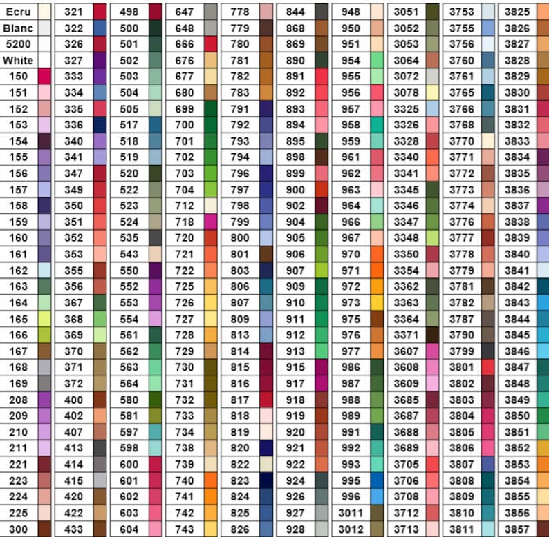 Diamond painting DMC color printable Chart image 1