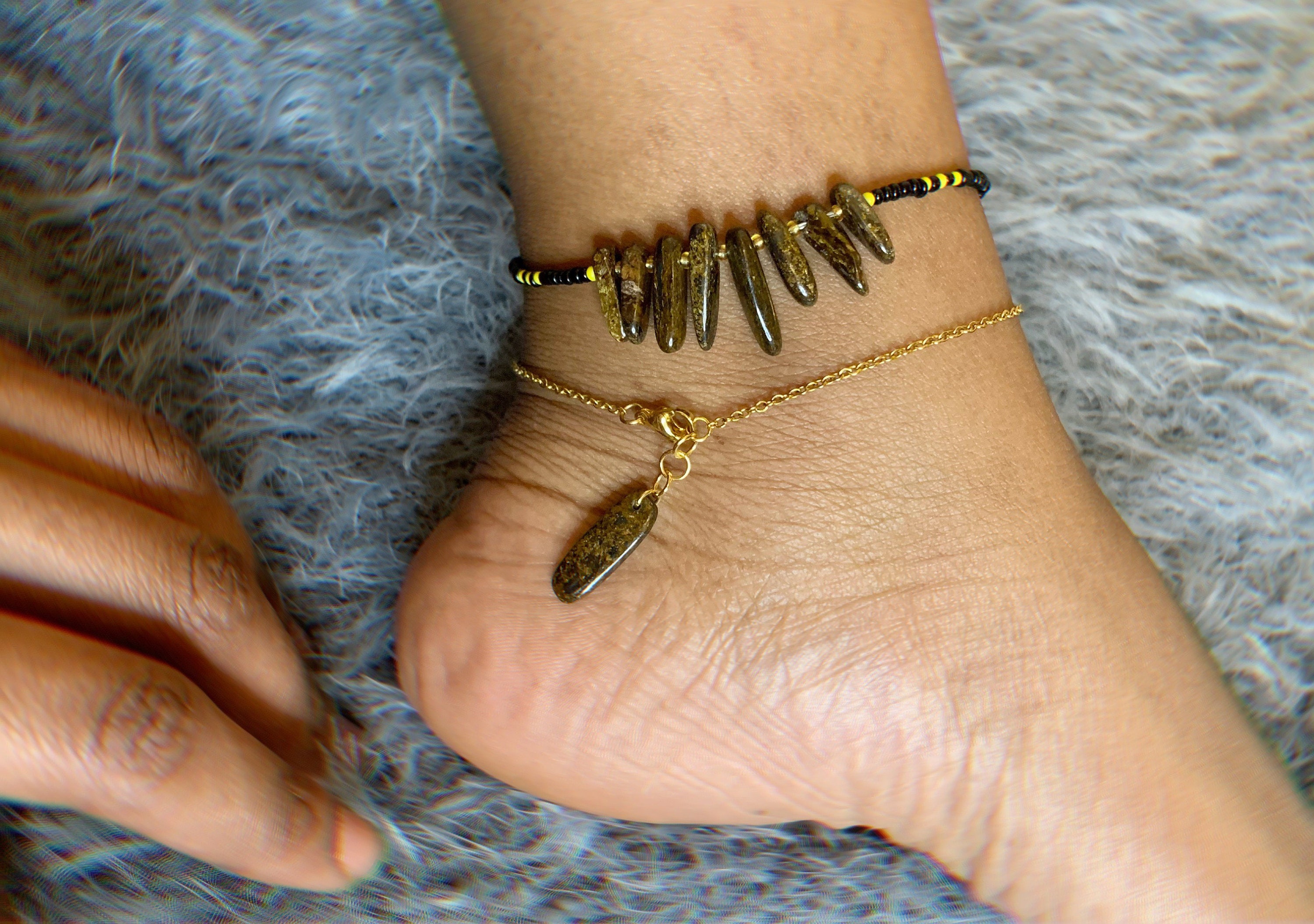 Bronzite Anklet Sets Ankle Bracelets Anklet Set Crystal Etsy