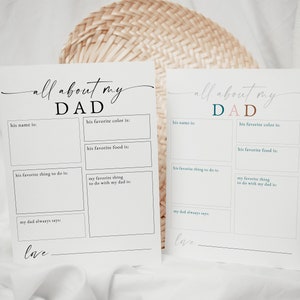 All About Dad Printable Activity, Father's Day Gift Template, Editable All About Dad List, Gift for Dad Printable Craft, Thoughtful Gift Dad image 1