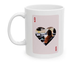 Personalized Photo Queen of Hearts Coffee Mug, Valentine's Day Wife Girlfriend Mom Gift from Kids from Husband, Custom Photo Mug