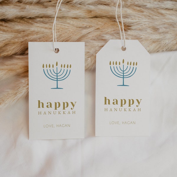 Happy Hanukkah Gift Tag Printable, Menorah Gift Tag, Hanukkah Tag Template, Editable Hanukkah Tag Template, Present Tag, Holiday Gift Tag