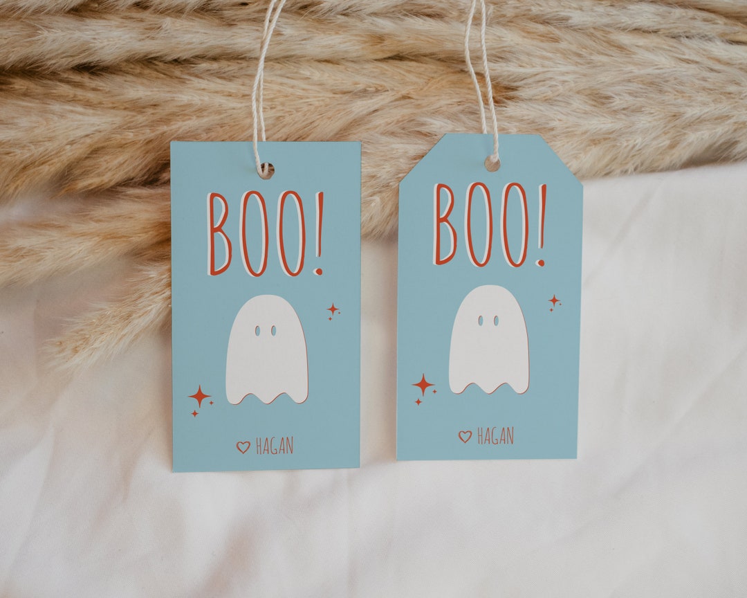 Printable Halloween Favor Tag, Blue Boo Bag, Treat Bag for Boy, Ghost ...