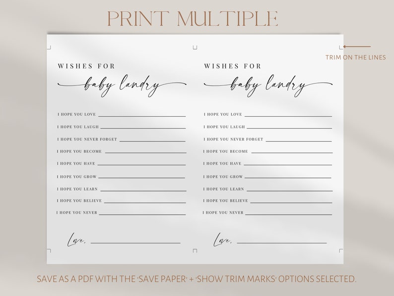 Wishes for Baby Sign & Card Printable, Elegant Baby Shower DIY Template, Instant Download wishes for baby sign, Wishes for Baby Editable image 2