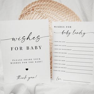 Wünsche für Baby Zeichen & Karte druckbare, elegante Baby-Dusche-DIY-Vorlage, sofortiger Download Wünsche für Baby Zeichen, Wünsche für Baby bearbeitbar
