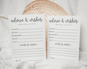 Graduation Advice Printable. Grad Party Advice & Wishes Template, Graduation 2022 Advice Cards, Instant Download Grad Advice Printable