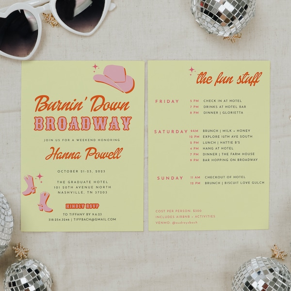 Nash Bash Itinerary Editable - Etsy