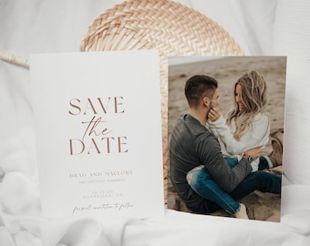 Minimalist Save the Date Printable, Editable Photo Save the Date Template, Modern Save the Date Wedding Announcement with Photo, Evite