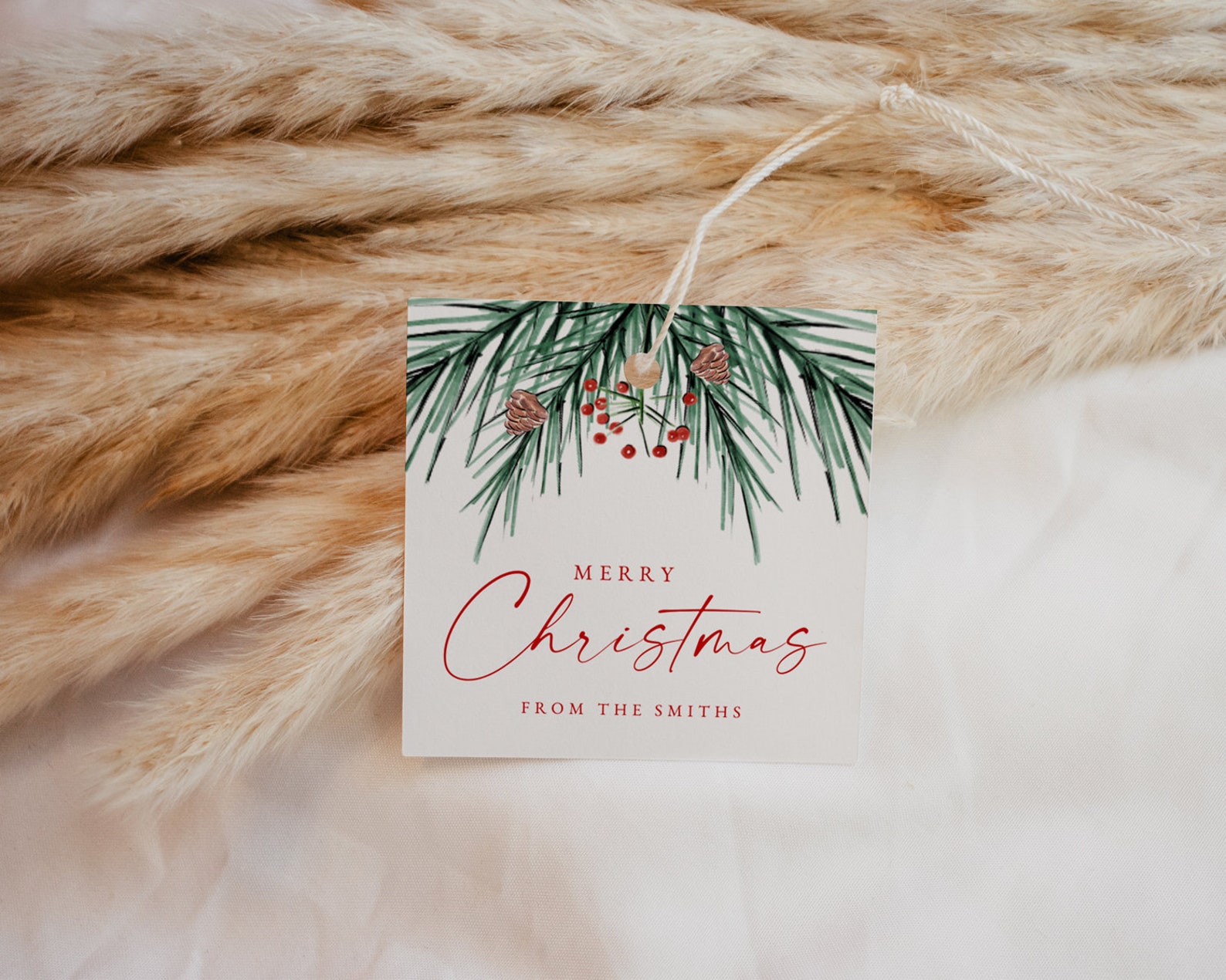 Christmas Gift Tag Printable Template Square Holiday Gift - Etsy