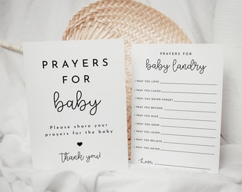 Prayers for Baby Sign & Card Printable, Baby Shower DIY Template Printable, Instant Download prayers for baby sign, Wishes for Baby Editable