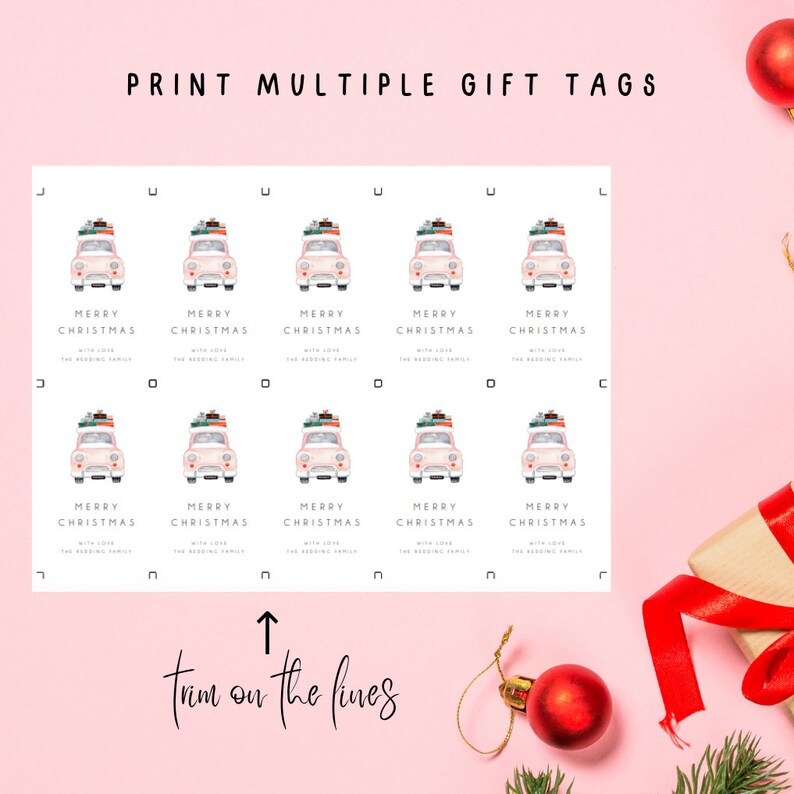 Printable Christmas Tag, Holiday Gift Tag, DIY Gift Tag, Pastel Christmas Tag, Editable Christmas Tag, Custom Gift Tag Watercolor Christmas image 4