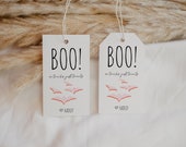 Printable Halloween Tags, Boo Tags, Treat Bag Tag, Cute Halloween Tag, Ghost Printable Tag, DIY Halloween Tag, Pink & Orange, Girl Tag