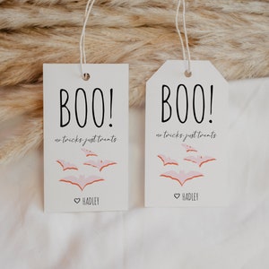 Printable Halloween Tags, Boo Tags, Treat Bag Tag, Cute Halloween Tag, Ghost Printable Tag, DIY Halloween Tag, Pink & Orange, Girl Tag