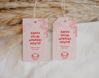 Social Work Month Staff Appreciation Tag Printable, World Social Work Day Gift Tag Digital, Social Worker Gift
