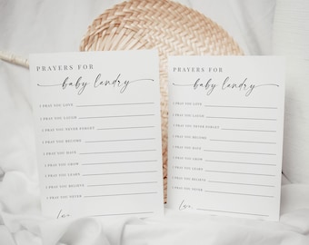 Personalized Baby Wishes 5x7 Cards Printed, Prayers for Baby Shower Activity Guest Card, Minimalist Prayers for Baby Custom Name Cards