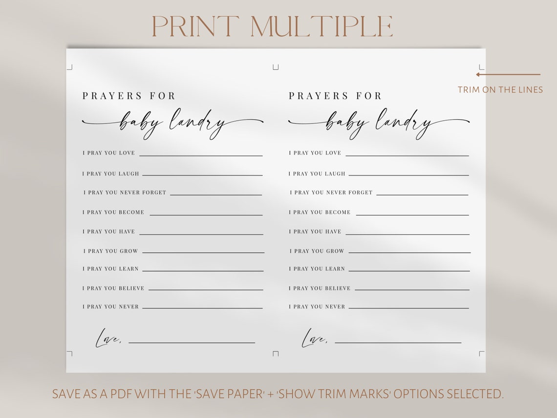 Prayers for Baby Sign &amp; Card Printable Elegant Baby Shower - Etsy