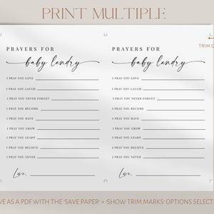 Prayers for Baby Sign &amp; Card Printable, Elegant Baby Shower DIY ...
