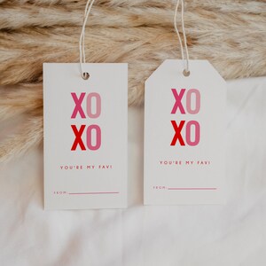 Cartes de Saint-Valentin pour enfants imprimables, étiquette cadeau DIY Vday, étiquette modifiable XOXO, étiquette fête classe Vday, étiquette rose Girly Saint-Valentin