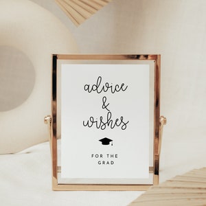 Advice & Wishes for the Grad Sign, High School Graduation Advice, Graduation Party Template, Wishes for the new grad, Graduation 2023 Print
