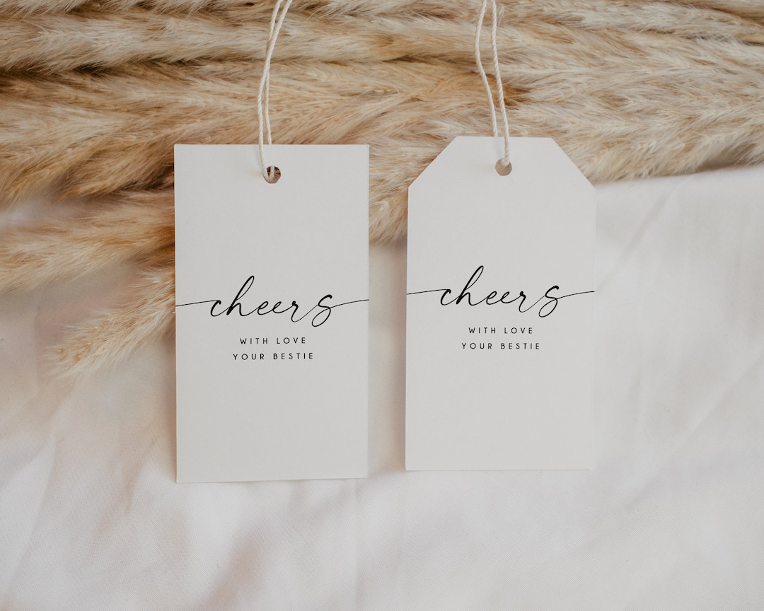 Simple Cheers Printable Tag, Holiday Gift Tag, DIY Gift Tag, Minimalist ...