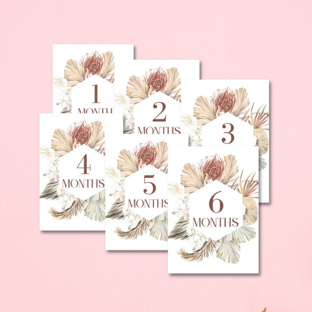 Baby Monthly Milestone Printable Cards Tropical Month by - Etsy