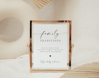 Family tradition Sign & Card Printable, Baby Shower DIY Template Printable, Instant Download tradition sign for bridal shower