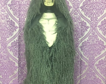 Gray Faux Fur Vest w/detachable hood