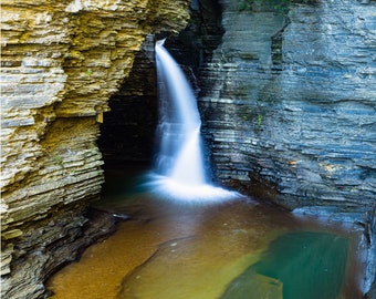 Watkins Glen Waterfall Print: Upstate NY Gorge Scene (Digital Image)