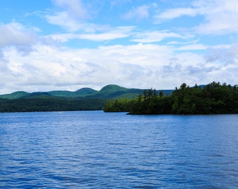 Mountains and lake landscape scene printable art. Lake George NY wall decor. Cabin wall decor. Family vacation art. Digital Image