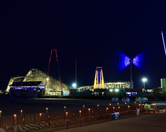 North Wildwood NJ Boardwalk at Night: Amusement Pier Photo (Digital Image)