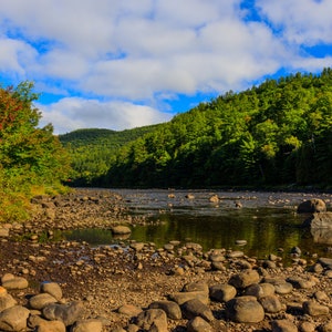 Saranac Lake NY Photography: Adirondack Mountain River Landscape (Digital Image)
