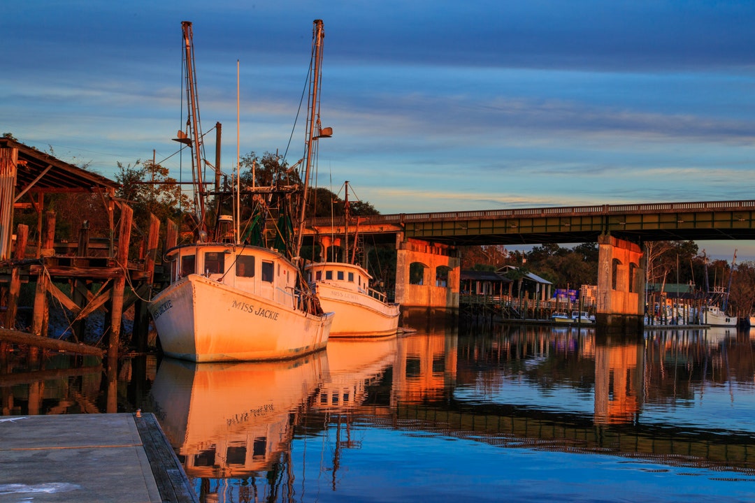 Fishing Boats Docked Altamaha River Darien GA Printable Art. Etsy