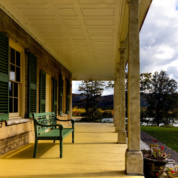 Hyde Hall, Otsego Co, NY, farmland, rolling hills in fall printable art. Historic interior design. Office wall decor. Digital Image