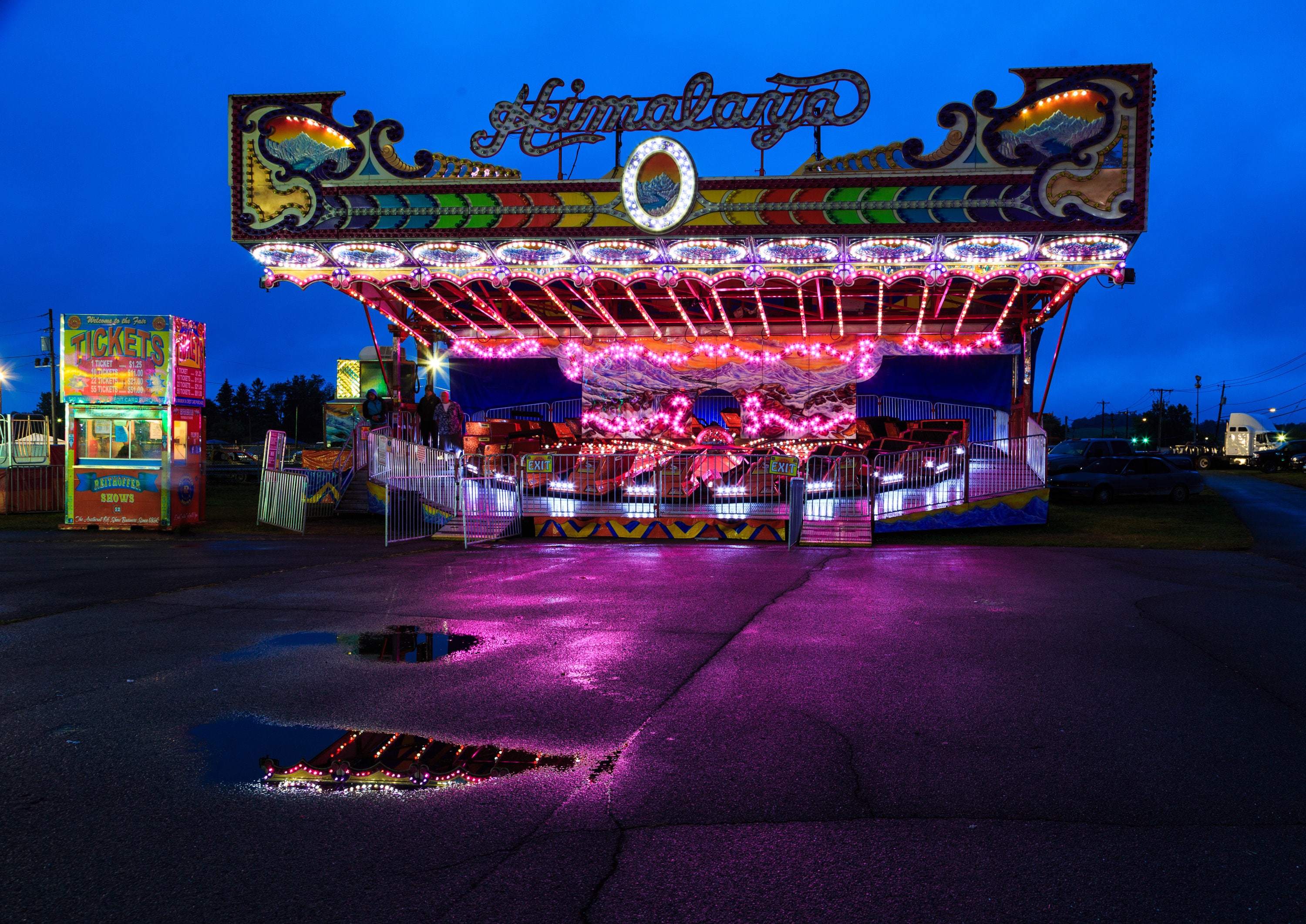Schaghticoke NY county fair on a summertime evening. Amusement Etsy