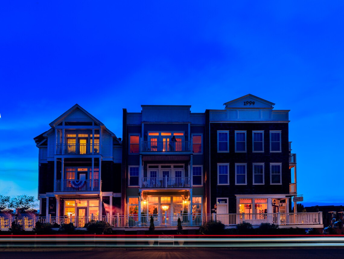 Manteo Waterfront, Roanoke Island Bayside, NC. Shops Facing Bay in