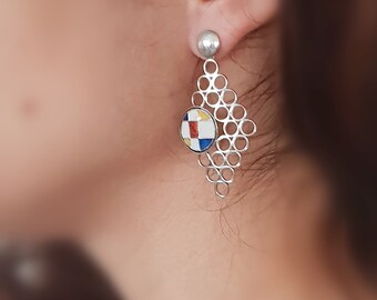 Silver drising earrings 925 gold-plated / Geometric patterns / boho chic earrings / Limited Edition