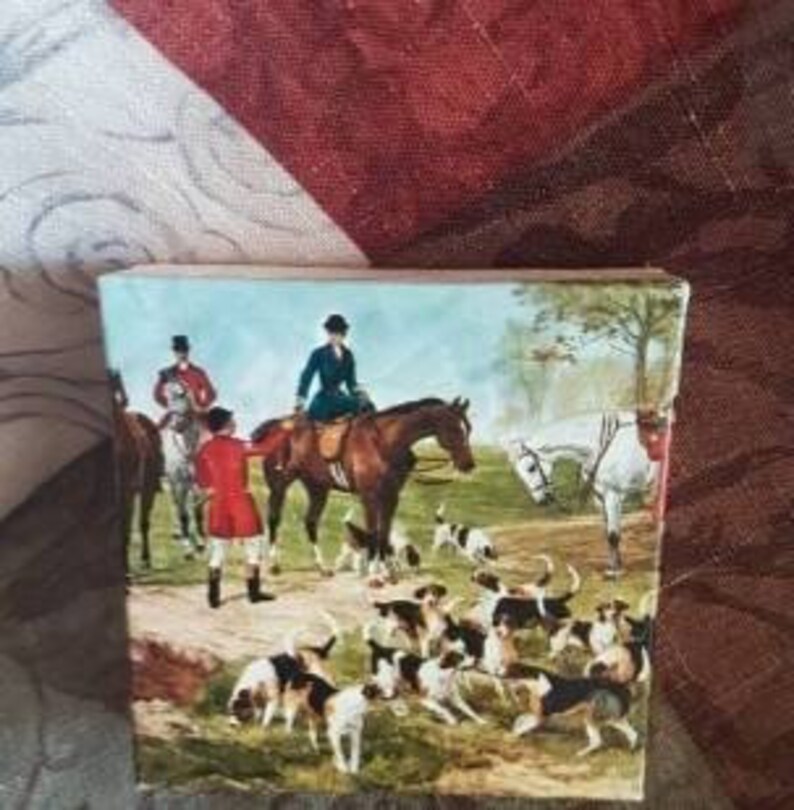 English Hunting scenery box for collection English hunting scene,Vintage hunting box beebscloset